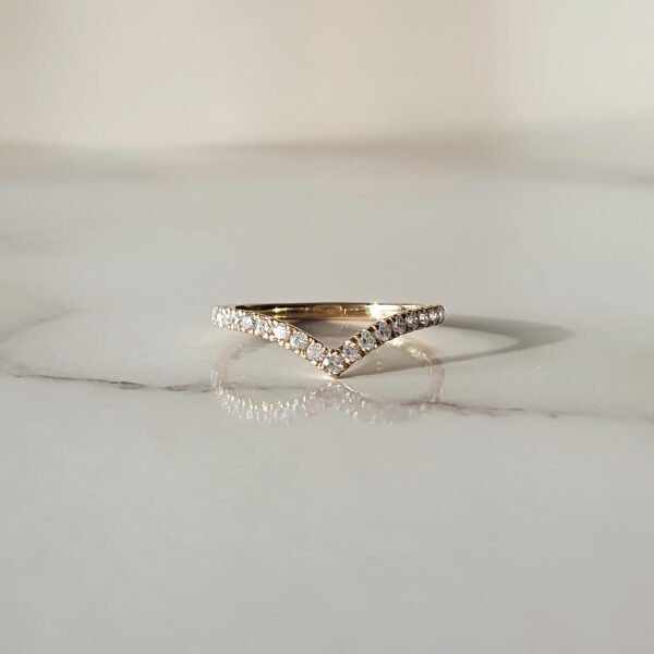 wishbone v pave set lab grown diamond ring