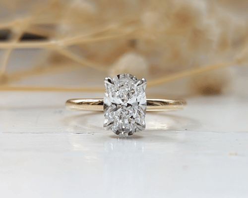 white and yellow gold engagement ring
