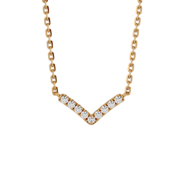 Wishbone diamond necklace in yellow gold