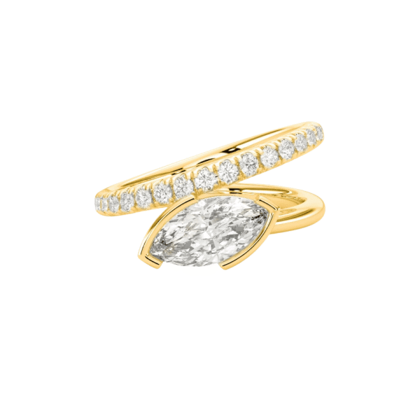 angled marquise solitaire yellow gold
