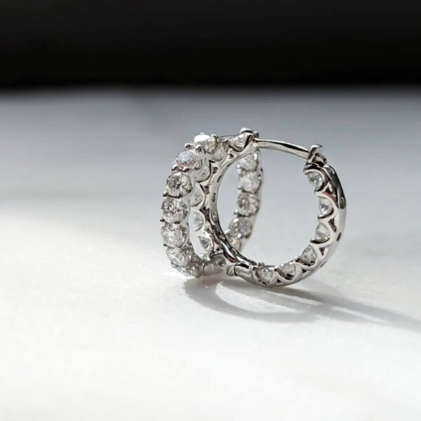 U-prong Hoop earring full round of diamonds