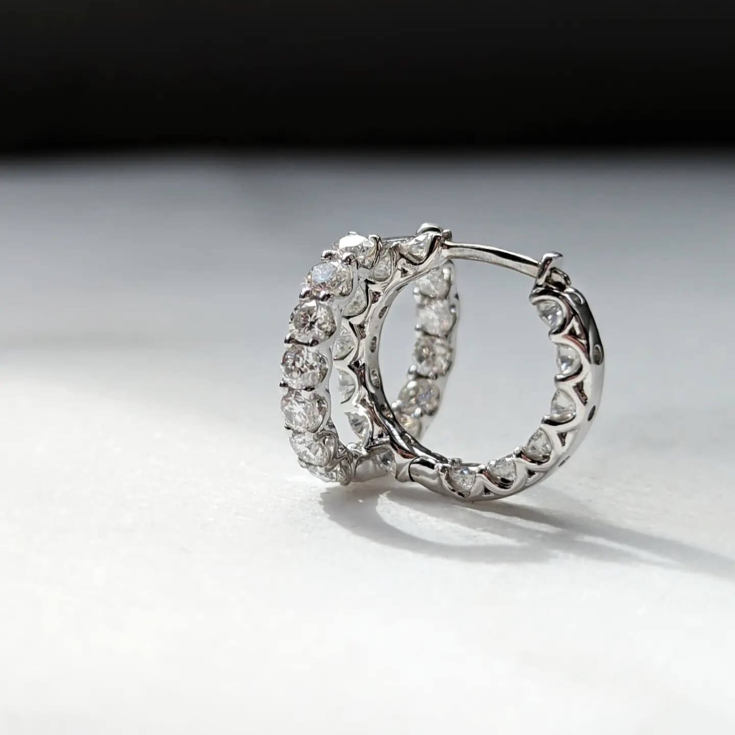 U-prong Hoop earring full round of diamonds