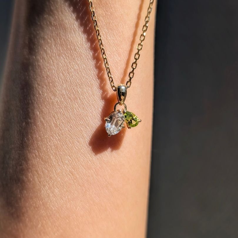 custom made zircon and peridot pendant