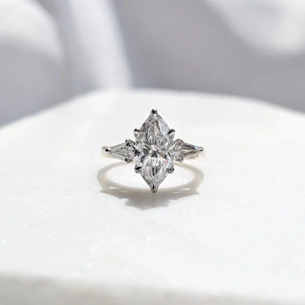 Marquise and Kite Diamond Trilogy Engagement Ring